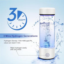 Load image into Gallery viewer, AMZWATER Hydrogen Water Bottle Generator, Glass Portable Hydrogen Water Bottle with SPE PEM Technology Hydrohealth, Ion Bottles Hydrogen Water Ionizer for Office, Home, Travel, Daily Drinking, White_5450