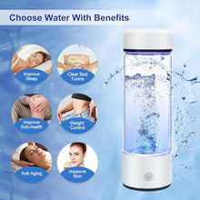 Load image into Gallery viewer, AMZWATER Hydrogen Water Bottle Generator, Glass Portable Hydrogen Water Bottle with SPE PEM Technology Hydrohealth, Ion Bottles Hydrogen Water Ionizer for Office, Home, Travel, Daily Drinking, White_5452