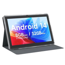 Load image into Gallery viewer, Android 14 Tablet 7 inch Tablets with Case, 8GB RAM 32GB ROM 1TB Expand, Quad-Core Processor Tablet PC, 1024 x 600 IPS Screen, Dual Camera, 3000mAh Battery, Bluetooth, WiFi, GMS, Widevine L1, Black_1