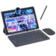 Load image into Gallery viewer, Android 15 Tablet, 10 inch 2 in 1 Tablets with Keyboard, 18GB RAM 128GB ROM 2TB Expand, Quad-Core 2.0Ghz CPU, 5G WiFi 6, BT5.0, 1280x800 HD Touchscreen, 6000mAh, Widevine L1, GMS Tablet, Black_1
