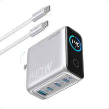 Load image into Gallery viewer, Anker 140W Max 4-Port GaN Charging Blocks,Smart Display for MacBook Charger, Silver_1
