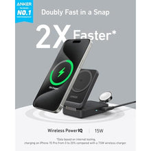 Load image into Gallery viewer, Anker MagGo 3-in-1 MagSafe-Compatible Qi2 15W Foldable Charging Station, Black_551