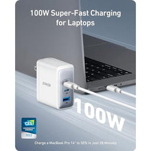 Load image into Gallery viewer, Anker Nano 100W MacBook Charger, 3-Port Fast Compact GaN USB Charger Block, white_202
