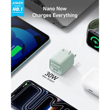 Load image into Gallery viewer, Anker Nano Phone Charger, 30W Portble and Foldable USB C GaN Charger, green_352