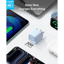 Load image into Gallery viewer, Anker Nano Phone Charger, USB C GaN Charger 30W, PIQ 3.0 Foldable PPS Fast Charger USB C for iPhone 17 / 16 and more series, Galaxy, iPad, Compatible with MagSafe, MistyBlue_8574