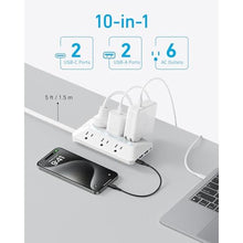 Load image into Gallery viewer, Anker Power Strip with 300J Surge Protector, 5ft Outlet Extender, 20W, 6AC, White_1173