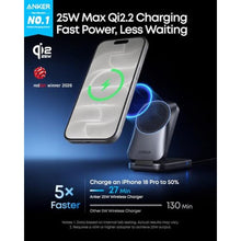 Load image into Gallery viewer, Anker Prime 25W Qi2.2-Certified Palm-Sized 3-in-1 Foldable MagSafe Charger, PhantomGray_194