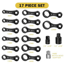 Load image into Gallery viewer, ANPUDS 17 Pcs Metric Torque Adapter Set, 8-22mm, 3/8" 12-Point Extension, Black_5727