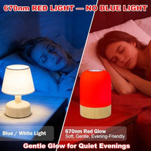 Load image into Gallery viewer, Aoife 670nm Red Light Bedside Lamp 4 Color Modes, Wooden_466