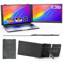 Load image into Gallery viewer, AOKER Laptop Screen Extender - Ultra-Thin 1.3lbs 14" FHD IPS Dual Portable Monitor Extension for Laptop, Attachment Plug & Play for 13-17" Laptops, Second Extra Travel Display for Windows/Mac/Android, black_1