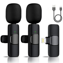 Load image into Gallery viewer, Aolemoa Wireless Microphone for iPhone iPad, Wireless Lavalier Microphone, Mini Mic Clip-on Microphones for Video Recording, Live Stream, Interview, Tiktok, Vlog, Podcast, YouTube, 2 Pack, Black_1