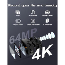 Load image into Gallery viewer, Apexcam M80 AIR 4K 60FPS 64MP EIS WiFi Action Camera Waterproof Underwater Camera 40M Sport Camera 2.0'LCD 2.4G Remote Control 2X1350mAh Batteries and Multiple accessorie_2539