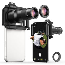 Load image into Gallery viewer, APEXEL 2-in-1 Telephoto Lens & 150mm Macro Lens for | 6X Telephoto and Macro Lens Kit with Universal Clip | Compatible with 16/15/14/13 Pro/Max, Samsung and Android Smartphones, Black_1