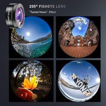 Load image into Gallery viewer, APEXEL 6 in 1 Phone Lens Kit - 22x Telephoto Lens, 205 Fisheye Lens, 120 Wide Angle Lens & 25X Macro Lens(Screwed Together), Compatible with iPhone,Samsung,Pixel, Black_245