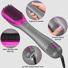 Load image into Gallery viewer, APOKE 3 in 1 Hair Dryer Brush Professional 1200W Powerful Ceramic Tourmaline 3 Heat/2 Speed Settings One Step Hair Dryer and Styler (Gray)_750