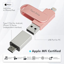 Load image into Gallery viewer, Apple MFi Certified 512GB Photo Stick, Flash Drive for iPhone Memory Stick for Photo/Video Backup Stick, High-Speed USB Stick iPhone Storage Drive Compatible for iPhone/iPad/Android/PC (Pink)_17