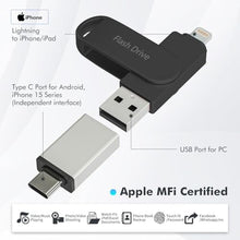 Load image into Gallery viewer, Apple MFi Certified Flash Drive 512GB, Photo Stick for iPhone Memory Stick for Photo/Video Backup Stick, High-Speed USB Thumb Drive for iPhone Storage Compatible for iPhone/iPad/Android/PC (Black)_22
