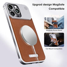 Load image into Gallery viewer, Arae Magnetic Designed for iPhone 15 Pro Max Case Luxury Leather Aluminum Case Compatible with Magsafe Drop Camera Protection Anti-Scratch Slim (Brown, iPhone 15 Pro Max 6.7inch)_682