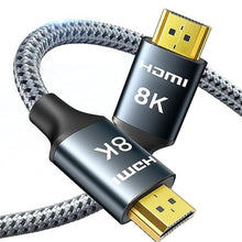 Load image into Gallery viewer, ARISKEEN 8K HDMI Cable 1.5FT 2-Pack, 48Gbps High Speed HDMI 2.1 Cable, 8K 60Hz, 4K 120Hz 144Hz Support for HDR 10, HDCP 2.2 2.3, eARC, DTS:X, Braided HDMI Cord Compatible with Laptop/HDTV - 1.5 Feet, Grey_1