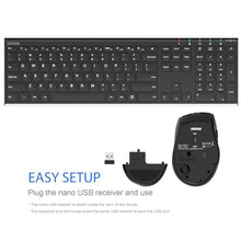 Load image into Gallery viewer, Arteck 2.4G Wireless Keyboard and Mouse Combo Stainless Full Size Keyboard and Ergonomic Mouse with Side Buttons for Computer Desktop PC Laptop and Windows 11/10/8/7 Build in Rechargeable Battery_44