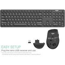 Load image into Gallery viewer, Arteck 2.4G Wireless Keyboard and Mouse Combo Ultra Slim Full Size Keyboard Keyboard and Ergonomic Mice for Computer Desktop PC Laptop and Windows 11/10/8/7 Build in USB-C Rechargeable Battery, Black_8173