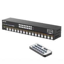 Load image into Gallery viewer, Arvitek 16 Port HDMI KVM Switch 1U Rack Mount, Control 16 Computers with One Monitor Keyboard and Mouse, 4K HDMI USB KVM Switch with Remote, 4 USB 2.0 Ports, Includes HDMI & USB Cables, Black_1