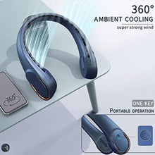 Load image into Gallery viewer, ASNUG Neck Fan, USB Rechargeable Personal Fan, 4000 mAh Battery Operated, 3 Speeds Adjustable, Faster Cooling, Ultra Quiet, Suitable for Home, Office, Travel, Sports, Blue_7632
