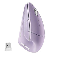 Load image into Gallery viewer, ASOYIOL Ergonomic Wireless Purple Vertical Mouse, 1000/1200/1600 DPI, 6 Buttons, USB, Right Hand_1298
