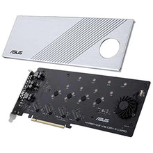 Load image into Gallery viewer, ASUS Hyper M.2 x16 Gen 4 (PCIe 4.0/3.0) Supports 4X M.2 NVMe Devices (2242/2260/2280/22110) Up to 256Gbps for AMD TRX40 / X570 PCIe 4.0 NVMe Raid and Intel Platform, silver_319