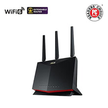 Load image into Gallery viewer, ASUS RT-AX86U Pro (AX5700) Dual Band WiFi 6 Extendable Gaming Router, 2.5G Port, Gaming Port, Mobile Game Mode, Port Forwarding, Subscription-Free Network Security, VPN, AiMesh Compatible, BLACK_67