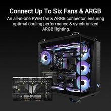 Load image into Gallery viewer, ASUS TUF Gaming ARGB PWM Fan Hub (Connects six case Fans, PWM Fan and RGB Connector, Clear Power and Operation Indicators, Stable Dual SATA Power Support), 2 Year Warranty, BLACK_217