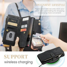 Load image into Gallery viewer, Asuwish Phone Case for Samsung Galaxy S24 Ultra 5G Wallet Cover and Tempered Glass Screen Protector Leather Flip Credit Card Holder Stand TPU Cell Accessories S24Ultra 24S S 24 24Ultra Women Men Black_1279