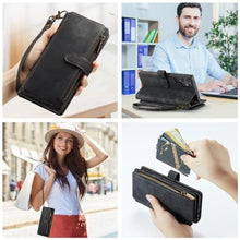 Load image into Gallery viewer, Asuwish Phone Case for Samsung Galaxy S24 Ultra 5G Wallet Cover and Tempered Glass Screen Protector Leather Flip Credit Card Holder Stand TPU Cell Accessories S24Ultra 24S S 24 24Ultra Women Men Black_1280