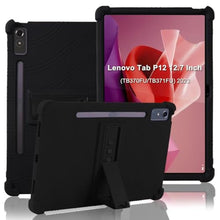 Load image into Gallery viewer, ATOOZ for Lenovo Tab P12 12.7" Case, Soft Silicone Shockproof Kids Case for Lenovo P12 Tablet with Bracket & Pen Holder (Black)_1