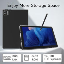 Load image into Gallery viewer, ATOZEE Android Table 10 Inch with Tablets Protective Case and Stylus Pen Android 15 Tablets 5G WiFi-6 1280 * 800 Full HD IPS Display 6000mah 64GB ROM+12GB RAM (4+8 Virtual), 1024GB Expansion (Black)_296