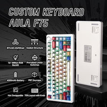 Load image into Gallery viewer, Aula F75 Wireless Mechanical Keyboard,Creamy Keyboard with RGB Backlit Hot Swappable, 81 Keys 75% Layout Gaming Keyboard, Bluetooth/2.4GHz/Type-C, Creamy Sounding - Reaper Switches, Mix_1654