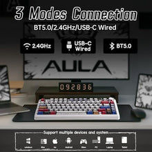 Load image into Gallery viewer, Aula F75 Wireless Mechanical Keyboard,Creamy Keyboard with RGB Backlit Hot Swappable, 81 Keys 75% Layout Gaming Keyboard, Bluetooth/2.4GHz/Type-C, Creamy Sounding - Reaper Switches, Mix_1656