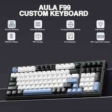 Load image into Gallery viewer, AULA F99 Wireless Mechanical Keyboard,Tri-Mode BT5.0/2.4GHz/USB-C Hot Swappable Custom Keyboard,Pre-lubed Linear Switches,RGB Backlit Gaming Keyboards for PC/Tablet/Xbox/PS4/PS5, BlueWhiteBlack_7243