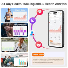 Load image into Gallery viewer, AURAFIT AI Smart Watch with ChatGPT Bluetooth Calling, App AI Dial 2.01" Fitness Tracker, 100+ Modes, Heart Rate Sleep Calorie Monitor for Men and Women for Android iOS, Black_2096