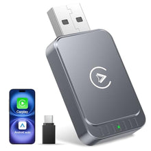 Load image into Gallery viewer, AuroraLink Wireless Carplay Adapter for Apple iPhone & Android Auto 2-in-1 Fast & Stable Carplay Wireless Adapter Convert Wired to Wireless Car Play Dongle for iOS 10+/Android 11+ (Grey)_1