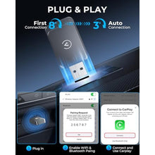 Load image into Gallery viewer, AuroraLink Wireless Carplay Adapter for Apple iPhone & Android Auto 2-in-1 Fast & Stable Carplay Wireless Adapter Convert Wired to Wireless Car Play Dongle for iOS 10+/Android 11+ (Grey)_453