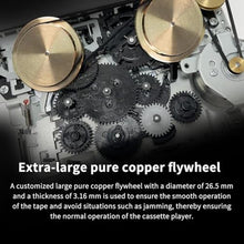 Load image into Gallery viewer, Auto Reverse Clear Stereo Cassette Player,Built-in Cool Copper Wheel MovementEarphone,Cassette Tape to MP3 Converter with Tape Converter Software,Powered by USB Power Cord or AA Battery, White_359