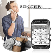 Load image into Gallery viewer, Avaner Men's Leather Square Watches: Steampunk Oversize Large Dial Big Face Wide Band Wrist Watch_1338