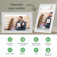 Load image into Gallery viewer, Avyona 10.1 Inch WiFi Digital Picture Frame with Touchscreen | Share Photos & Videos Anywhere Using Frameo | HD Display, Built-in 32GB Memory, Smart Orientation | Modern Gift for Home - Frost White_184