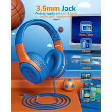 Load image into Gallery viewer, awatrue 2PCS Kids Headphones for School Travel, 85/94dB Safe Volume Limit, 3.5mm Jack, HD Mic, Portable Wired Headphone with Shareport, Stereo Sound On-Ear Headphones for Toddler Kids Girls Boys, Pack_6595