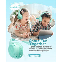 Load image into Gallery viewer, awatrue Kids Headphones for School Travel, 85/94dB Safe Volume Limit, 3.5mm Jack, HD Mic, Portable Wired Headphone with Shareport, Stereo Sound On-Ear Headphones for Toddler Kids Girls Boys Green_4642