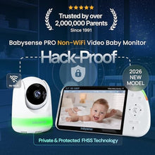 Load image into Gallery viewer, Babysense PRO Full HD 5.5" Split Screen Baby Monitor with 2 Cameras, 6-Color Night Light, White Noise, Sound & Light Machine, 20-Hour Battery, Hack-Proof Non-WiFi Secure Connection, US_790