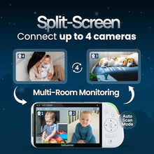 Load image into Gallery viewer, Babysense PRO Full HD 5.5" Split Screen Baby Monitor with 2 Cameras, 6-Color Night Light, White Noise, Sound & Light Machine, 20-Hour Battery, Hack-Proof Non-WiFi Secure Connection, US_792