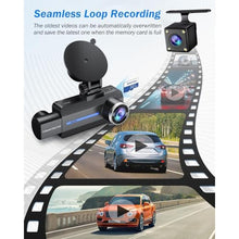 Load image into Gallery viewer, BAEASU Dash Cam Front and Rear 2.5K/1440P, 3 Channel Dash Camera for Cars Dash Cam Front Rear and Inside with 32GB Card, 3.16" IPS Screen, G-Sensor, Loop Recording, Night Vision, Parking Mode, Blue_2003
