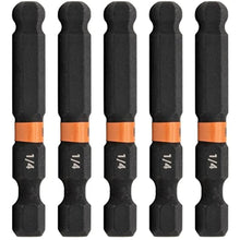 Load image into Gallery viewer, Ball-End Hex 1/4" Impact Driver Bit - Railer Allen Wrench Drill Hex Bits. Quick Release S2 Steel 2 inch 1/4" Ball-End Hex Bits. (5 Pack)_1